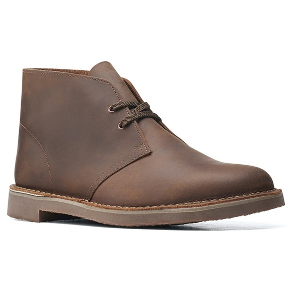 Clarks Men’s Bushacre 3 Chukka Boot Sz 10 Leather Contrast Stitch Brown Lace Up - Picture 1 of 10